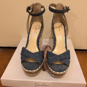 Jessica Simpson Blue Denim Wedges